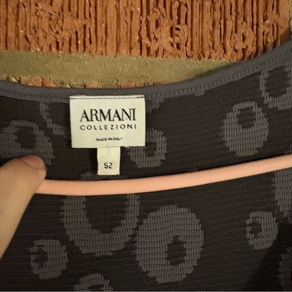 Armani Collezioni Gray Patterned Basic Short Sleeve Shirt Size Large - Picture 3 of 7